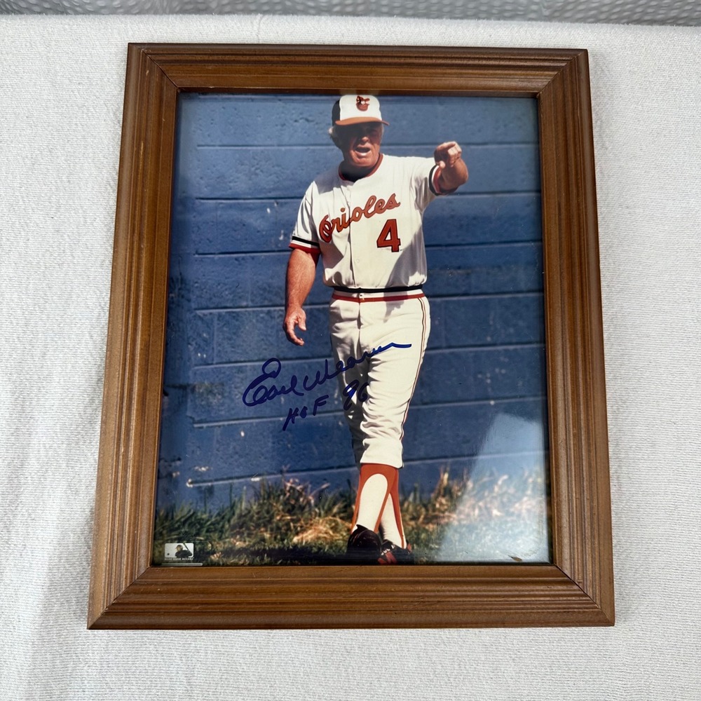 Earl Weaver Orioles #4 Signed Photo Cert of authenticity framed 8x10‎